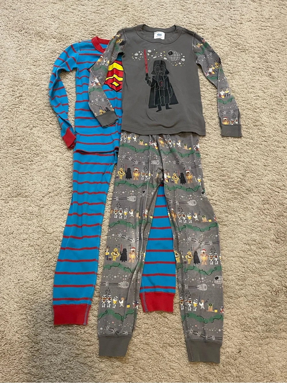 Hanna Andersson Gray and Blue Kids Superman & Star Wars Pajama Set